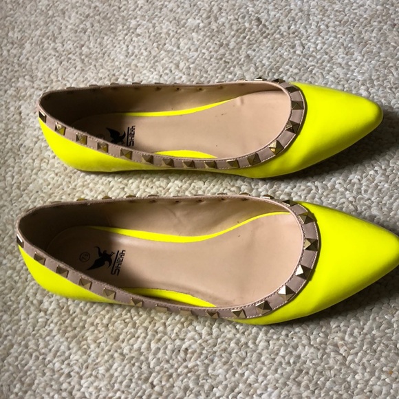 yellow studded flats